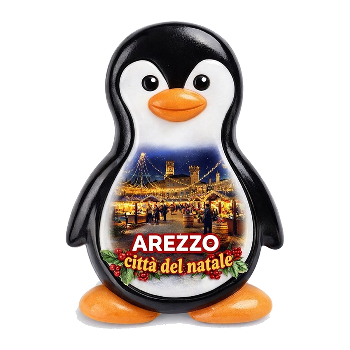 Calamita in resina pinguino natalizio