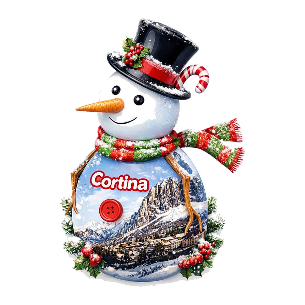 Calamita in resina pupazzo di neve natalizio