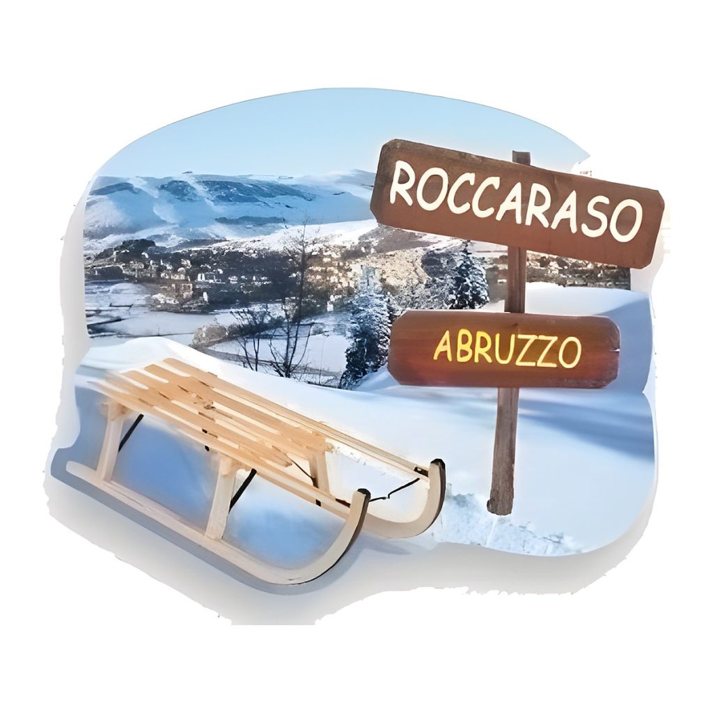 Calamita in resina paesaggio e slitta