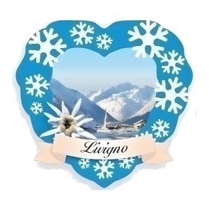 Calamita in resina cuore cornice neve