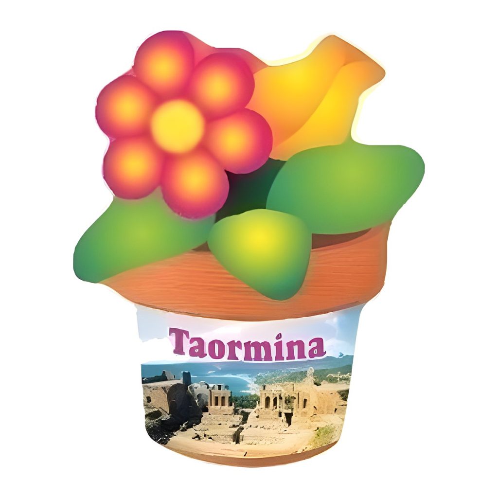 Calamita in resina vaso con fiori