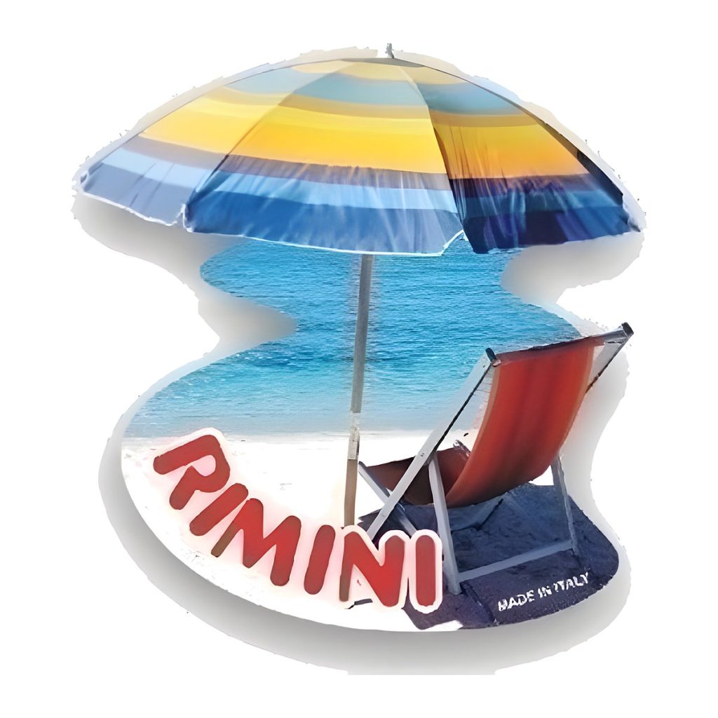 Calamita in resina ombrellone con sdraio