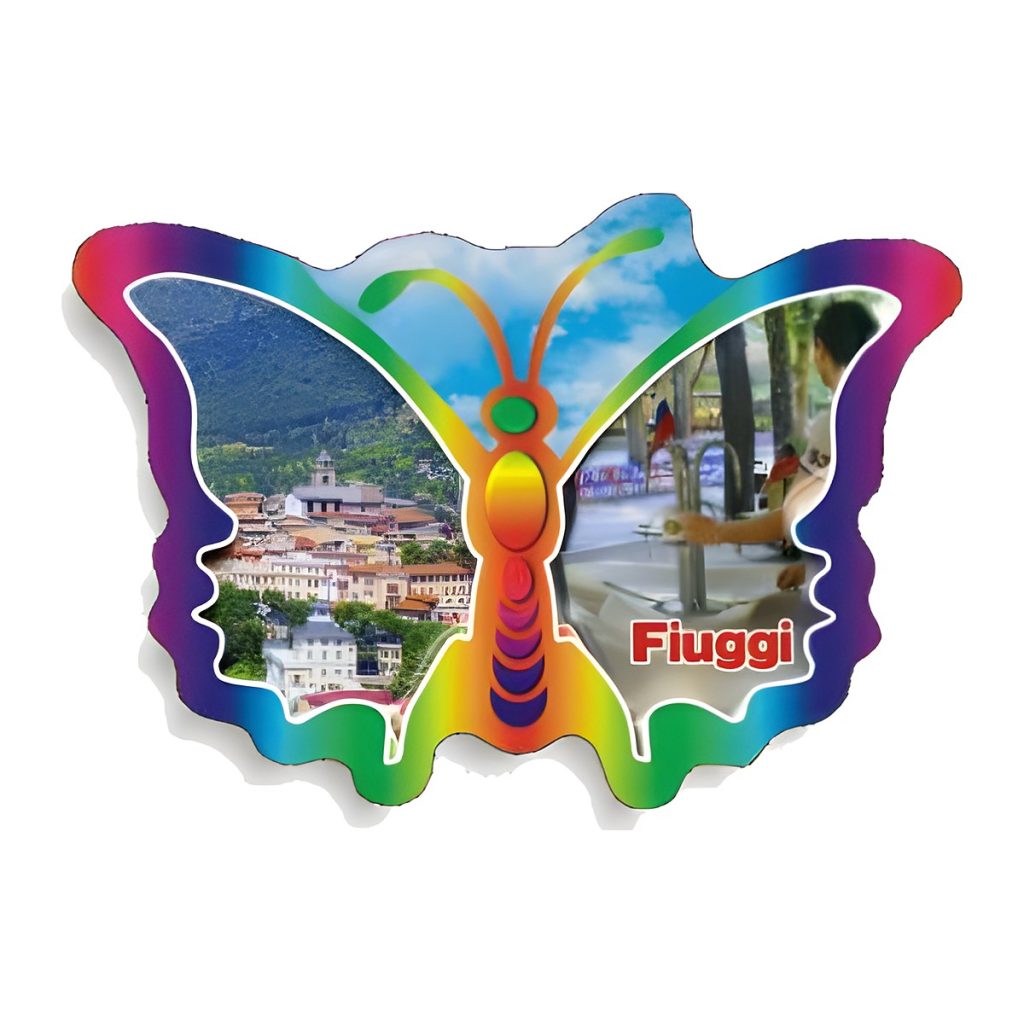 Calamita in resina farfalla arcobaleno