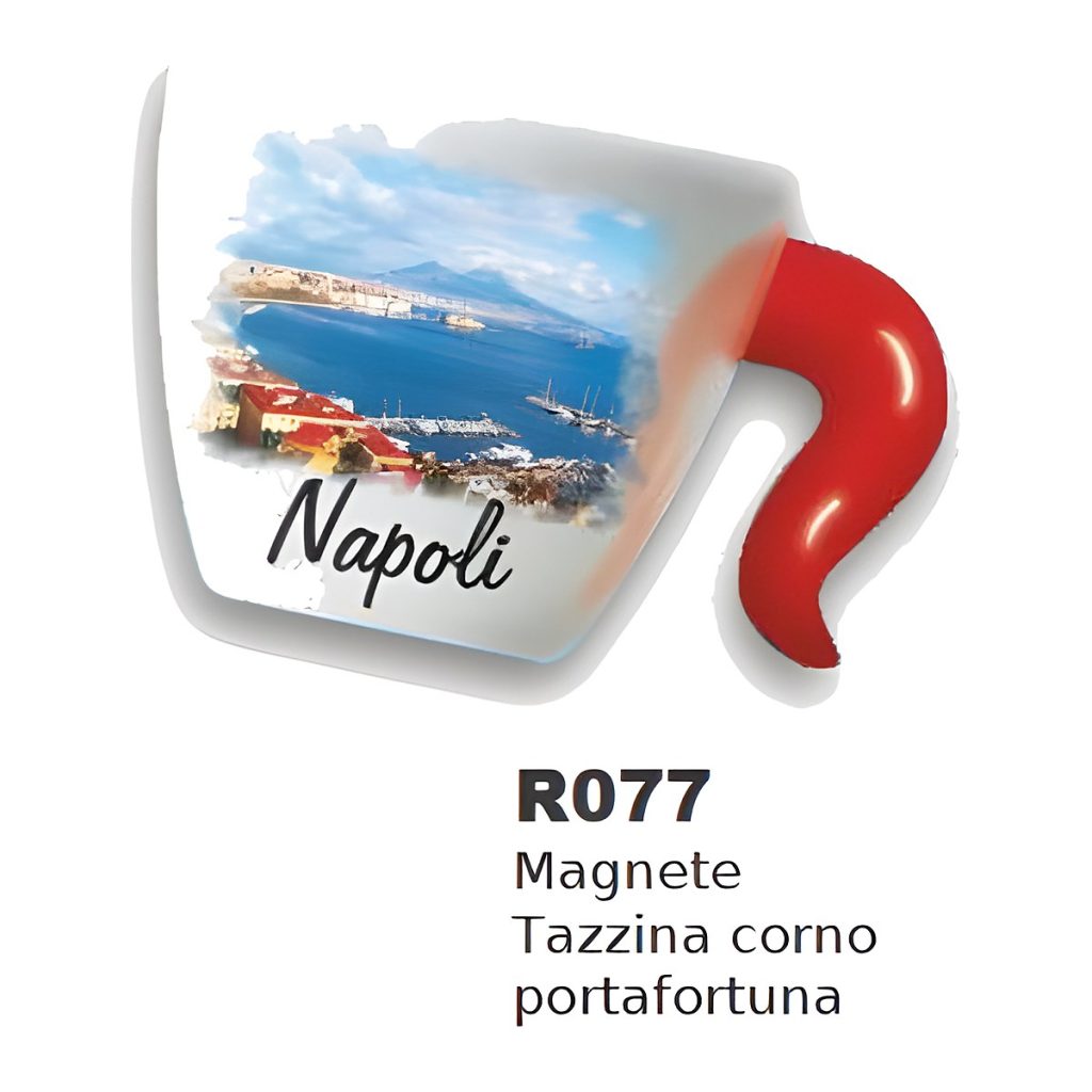 Calamita in resina tazzina corno portafortuna